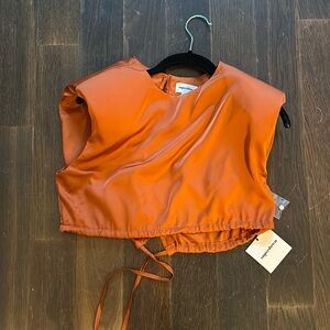 Superdown NWT satin burnt orange crop top